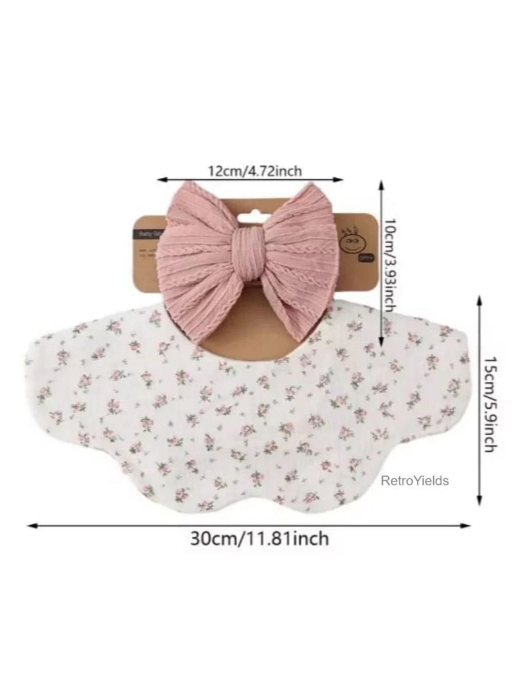 Muslin Cotton Baby Bibs and Bow Headbands Set